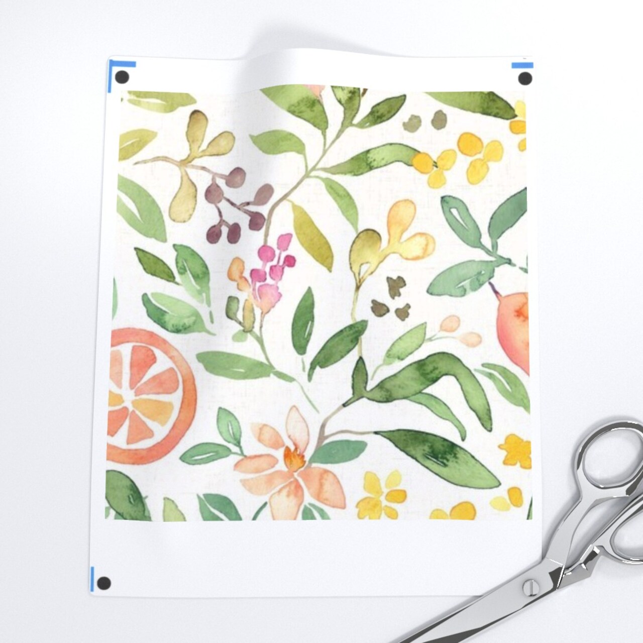 Watercolor Fruit Tropical Summer Floral Citrus Orange Avocado Papaya Lemon Peach Custom Removable Wallpaper by Spoonflower Peel & Stick Wallpaper 2FT Wide